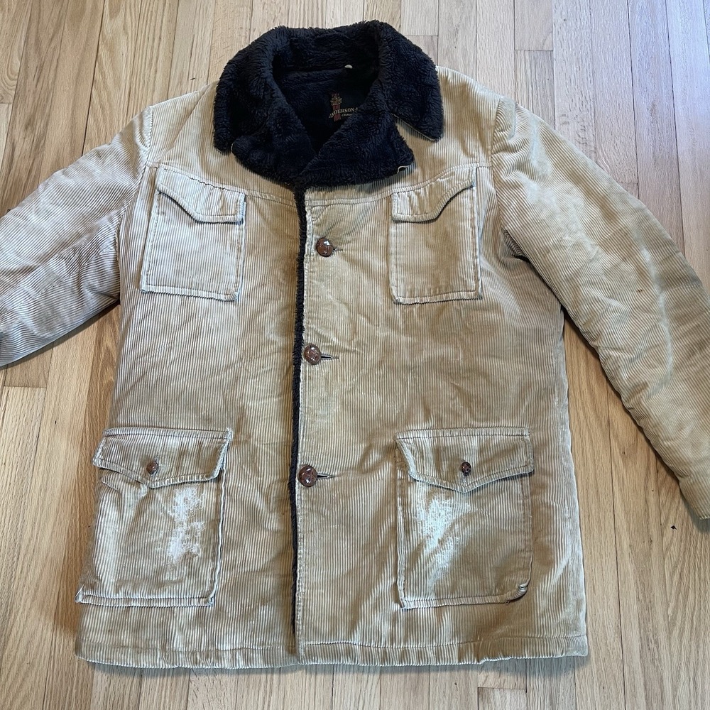 Vtg Anderson-Little Blazer Jacket M 70s Overcoat Range Coat Faux Fur Lined 44